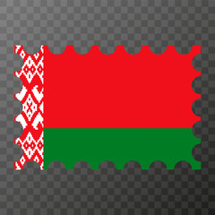 Fototapeta na wymiar Postage stamp with Belarus flag. Vector illustration.