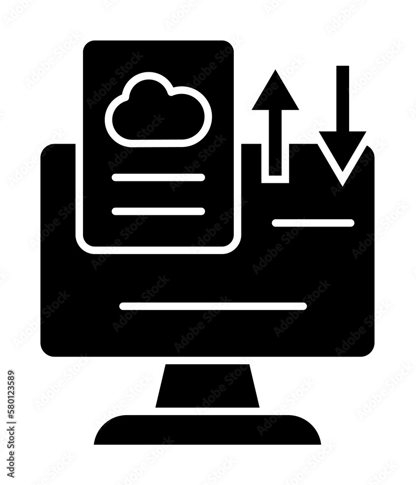 Poster computer arrow document icon. simple business intention icons for ui and ux, website or mobile appli
