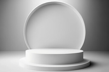 Cylinder podiums on white background. Abstract pedestal scene with geometrical. Generative AI