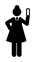 Businesswoman card presentation office icon. Element of businessman pictogram icon on white background