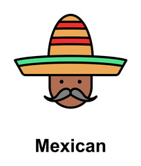 Mexican, man icon. Element of Cinco de Mayo color icon. Premium quality graphic design icon. Signs and symbols collection icon for websites, web design, mobile app on white background