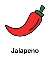Jalapeno, vegetable icon. Element of Cinco de Mayo color icon. Premium quality graphic design icon. Signs and symbols collection icon for websites, web design, mobile app on white background