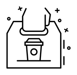 Coffee beans, bag, hand icon. Simple line, outline of coffee icons for ui and ux, website or mobile application on white background