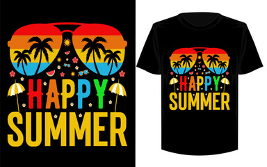 Happy Summer t shirt design vector.