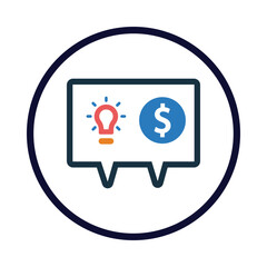 fund, money, idea, bulb, bubble , chat, fund collect chat idea icon
