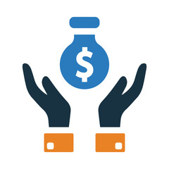 fund, money, hand, fund care icon
