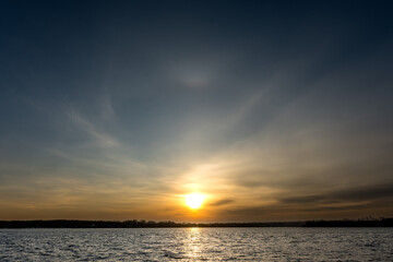 landscape at sunset on the river