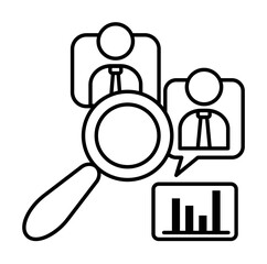 Qualitative research search icon. Element of consumer behavior line icon on white background