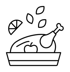 Chicken bowl leaves icon. Simple line, outline cooking icons for ui and ux, website or mobile application on white background