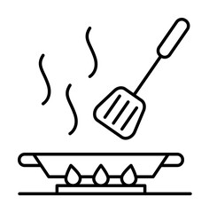 Pan stove icon. Simple line, outline cooking icons for ui and ux, website or mobile application on white background