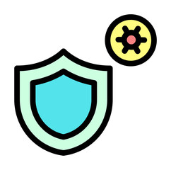 Shield, coronavirus icon. Simple color with outline elements of viral pandemic icons for ui and ux, website or mobile application on white background