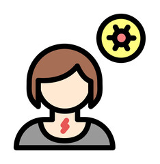 Cough, girl, coronavirus icon. Simple color with outline elements of viral pandemic icons for ui and ux, website or mobile application on white background