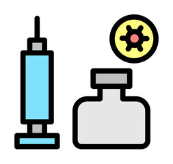 Medicine, injection, coronavirus icon. Simple color with outline elements of viral pandemic icons for ui and ux, website or mobile application on white background