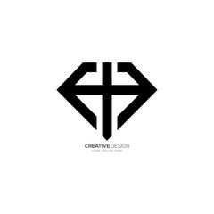Letter H H modern typography diamond shape unique logo