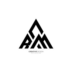 R C M triangle letter modern shape monogram logo