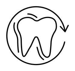 Dental care tooth arrow icon. Simple line, outline of dentistry icons for ui and ux, website or mobile application on white background