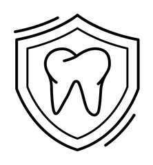Caries defense tooth icon. Simple line, outline of dentistry icons for ui and ux, website or mobile application on white background
