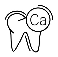 Ca tooth icon. Simple line, outline of dentistry icons for ui and ux, website or mobile application on white background