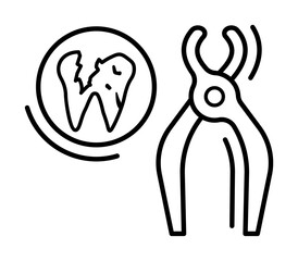 Dental nippers tooth icon. Simple line, outline of dentistry icons for ui and ux, website or mobile application on white background