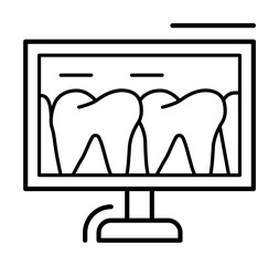 Dental imaging tooth computer icon. Simple line, outline of dentistry icons for ui and ux, website or mobile application on white background