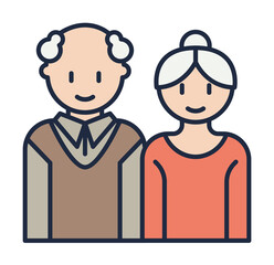 Grandfather and grandmother cartoon icon. Element of family icon for mobile concept and web apps. Cartoon Grandfather and grandmother icon can be used for web and mobile on white background