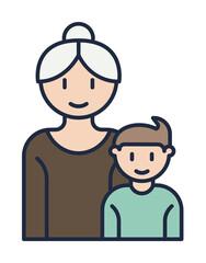 grandmother and grandson cartoon icon. Element of family icon for mobile concept and web apps. Cartoon grandmother and grandson icon can be used for web and mobile on white background