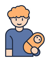 father with baby cartoon icon. Element of family icon for mobile concept and web apps. Cartoon father with baby icon can be used for web and mobile on white background