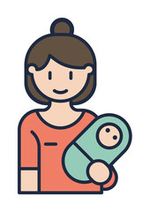 mother with baby cartoon icon. Element of family icon for mobile concept and web apps. Cartoon mother with baby icon can be used for web and mobile on white background