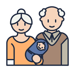 grandparents and infants cartoon icon. Element of family icon for mobile concept and web apps. Cartoon grandparents and infants icon can be used for web and mobile on white background