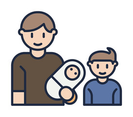 father with baby and son cartoon icon. Element of family icon for mobile concept and web apps. Cartoon father with baby and son icon can be used for web and mobile on white background