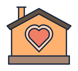 house with love cartoon icon. Element of family icon for mobile concept and web apps. Cartoon house with love icon can be used for web and mobile on white background