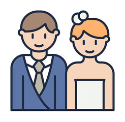 newlyweds cartoon icon. Element of family icon for mobile concept and web apps. Cartoon newlyweds icon can be used for web and mobile on white background