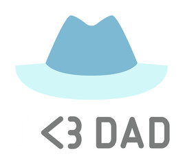 Hat, I love DAD icon. Simple color elements of cultural activities icons for ui and ux, website or mobile application on white background