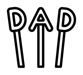 DAD, sticks icon. Simple line, outline elements of cultural activities icons for ui and ux, website or mobile application on white background