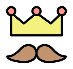 Crown, mustache icon. Simple color with outline elements of cultural activities icons for ui and ux, website or mobile application on white background