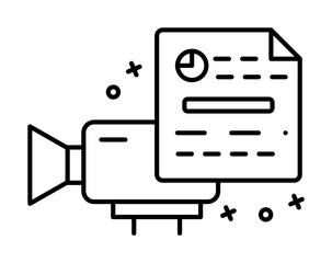 Shooting script, document, camera icon. Element of film Industry icon on white background