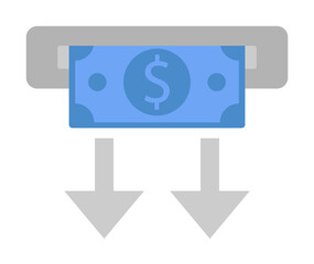 Atm, cash out, withdraw, money, banking two color blue and gray icon on white background
