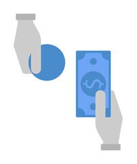 Banking, cash, hand, return, dollar, change, finance, money two color blue and gray icon on white background