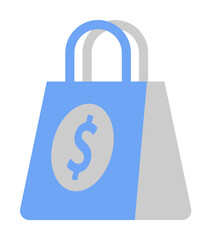 Bag, dollar, shop, money two color blue and gray icon on white background