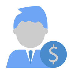 Investment, investor, man, money two color blue and gray icon on white background