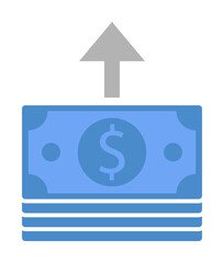 Money, payment, send, transfer two color blue and gray icon on white background