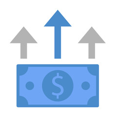 Money, dollar, earnings, income two color blue and gray icon on white background