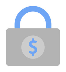 Lock, security, dollar, money two color blue and gray icon on white background