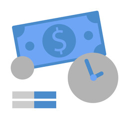 Money, Finance, income, time two color blue and gray icon on white background