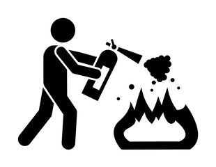 Extinguisher, fire icon. Simple pictogram of human and fire icons for ui and ux, website or mobile application on white background