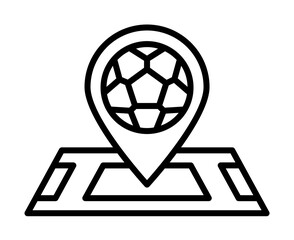Location, football icon. Simple line, outline elements of soccer for ui and ux, website or mobile application on white background