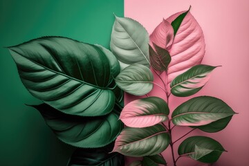 Pink and green leaves
