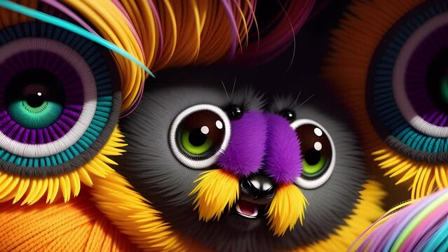 Shaggy hairy woolen cute spider, created with the help of artificial intelligence, AI generative.