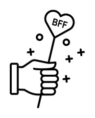 Hand bff friend balloon icon. Element of friendship icon on white background
