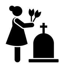 Woman dead funeral sorrow flower icon. Element of pictogram death illustration